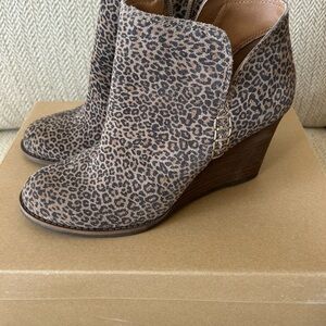 Lucky Brand Animal Print Wedge Booties